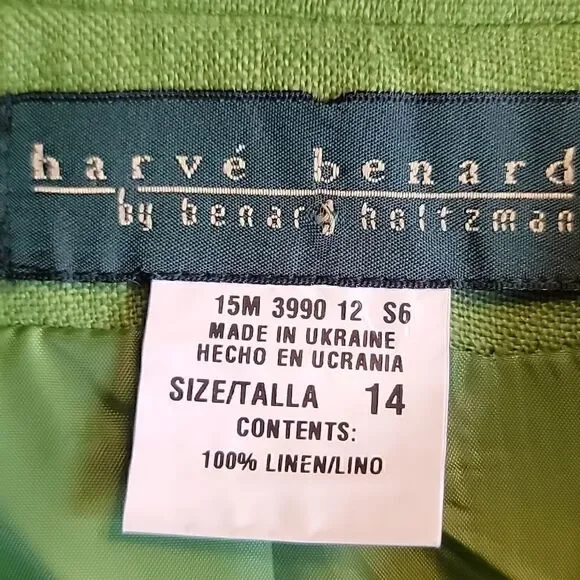 Harve Bernard- Linen Green Jacket With Collar and Buttons Down Front. 14. NWT - Picture 6 of 9